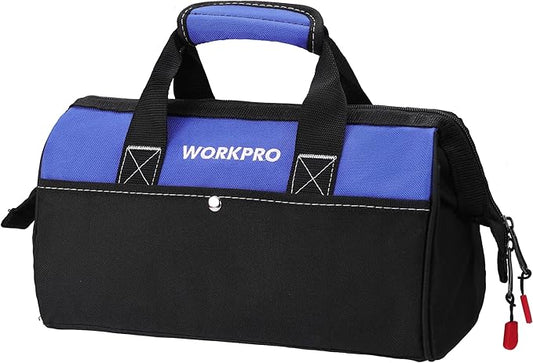 WORKPRO 13-inch Tool Bag, Wide Mouth Tool Tote Bag with Inside Pockets for Tool Storage