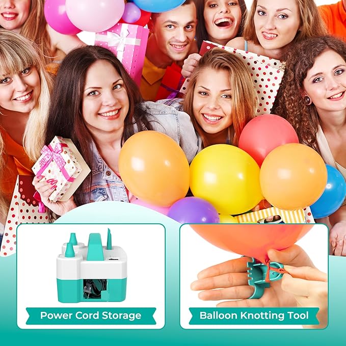 ETENWOLF P400 Balloon Pump Electric for Balloons with 2 Nozzles 110V 550W Balloon Blower for Party Metalic Latex Foil Balloons, Balloon Inflator for Birthday Decorations