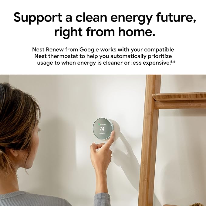 Google Nest Thermostat - Smart Thermostat for Home - Programmable Wifi Thermostat - Fog