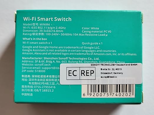 SONOFF MINIR4 Smart WiFi Light Switch,Universal DIY Module for Smart Home Automation Solution,1 Pack