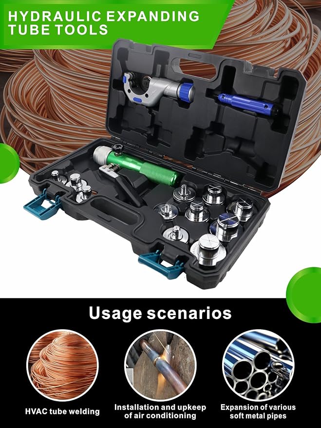 HVAC Hydraulic SWAGING tool kit for copper tubing Expanding 3/8 inch to 1 5/8 inch (Expander(3/8" ~1-5/8"))