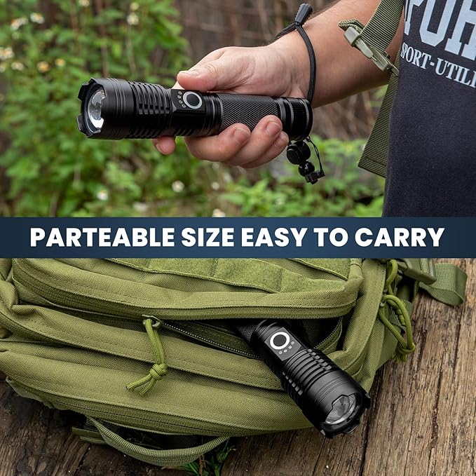 Flashlight Rechargeable 90,000 High Lumens - 3 Pack Bright LED Flash Light with 5 Modes, Handheld Waterproof Linterna for Camping, Home, Outdoor