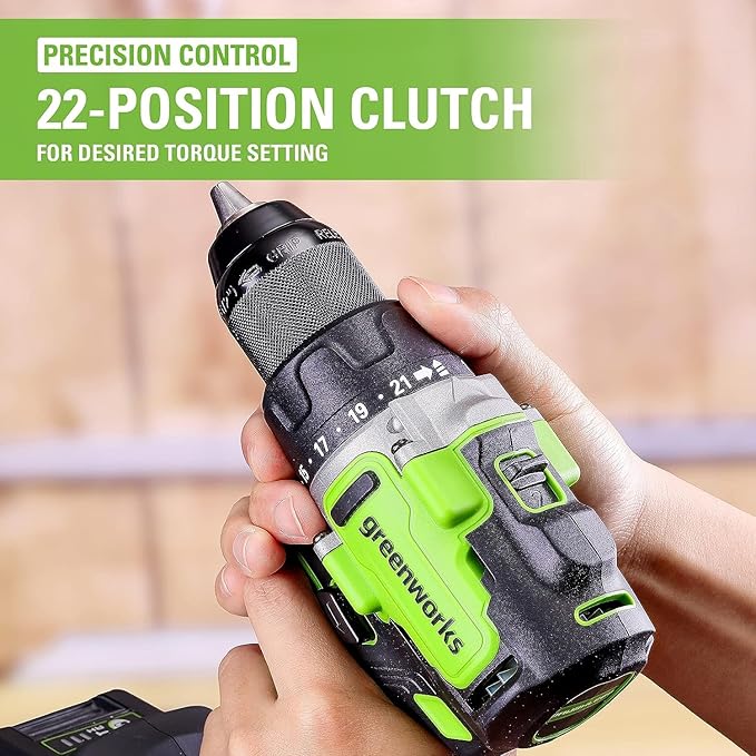 Greenworks 24V 8pcs Combo Kit,(2) Batteries & (2) Chargers. 800in/lb Drill, Impact Driver,Wrench, Multi-tool, Reciprocating Saw, Circular saw, Angle Grinder and Flashlight