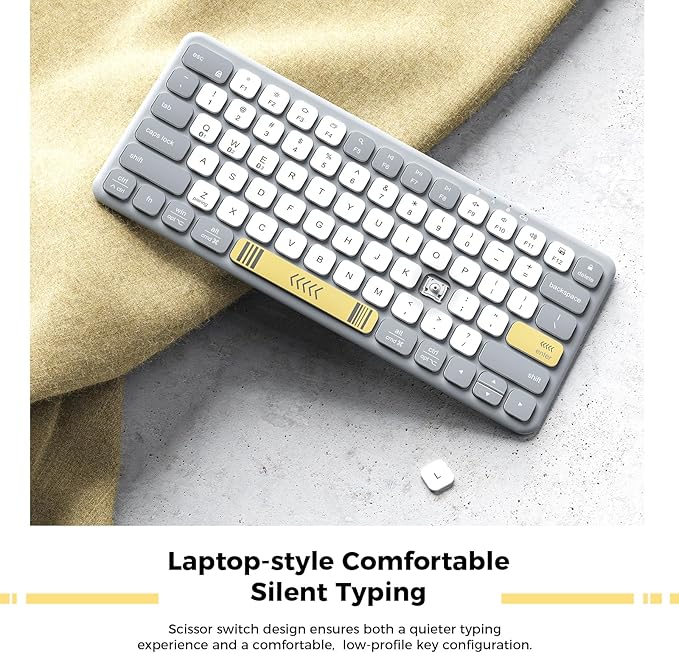 iClever BK50 Compact Bluetooth Keyboard, Portable, Vibrant Colors, Silent Typing, Syncs with 3 Devices – Compatible with Tablet, iPad, iPhone, Windows