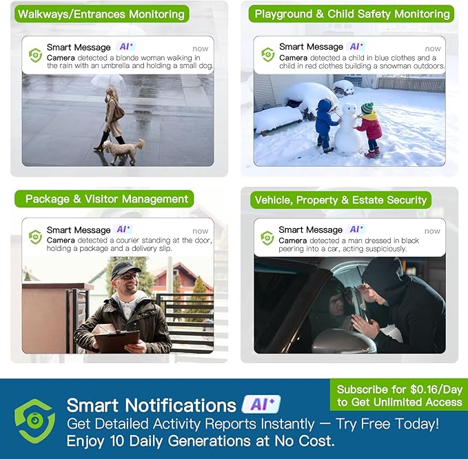 SYMYNELEC Solar Security Cameras Outdoor: 4-Pack Wireless Surveillance System - 2K Night Vision Motion Detection - Waterproof Home Monitoring Year-Round for Homeowners