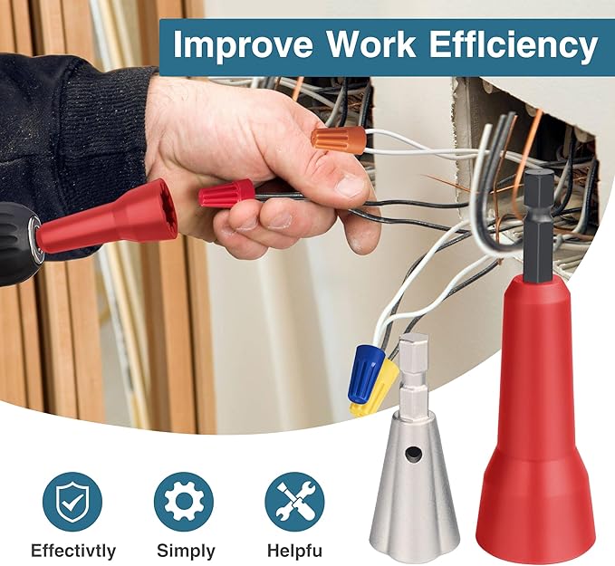 Wire Nut Twister,Wire Twisting Tool,Wire Nut Twiter for Drill,Spin Twist Wire Connector Socket,Wire Connector Driver with 1/4" Chuck,Wire Stripping and Twisting Tool(Wire Nut Twister Red)