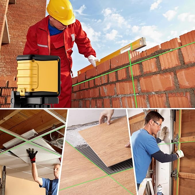 Laser Level with Tripod, 100ft Green Cross Line Laser Level with 18" Lightweight Aluminum Adjustable Tripod, Self leveling and Pulse Mode,Battery,Carrying Bag Included