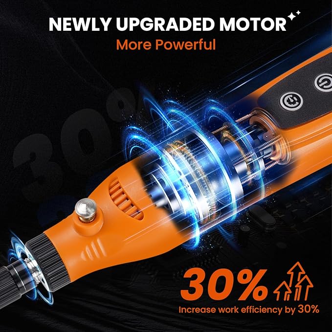 HARDELL Mini Cordless Rotary Tool 3.7V, 5-Speed Rotary Tool Kit with 43 Accessories, Type-C Charging Power Rotary Tool for Engraving, Sanding, Polishing, Drilling, Grinding, Small DIY Crafts