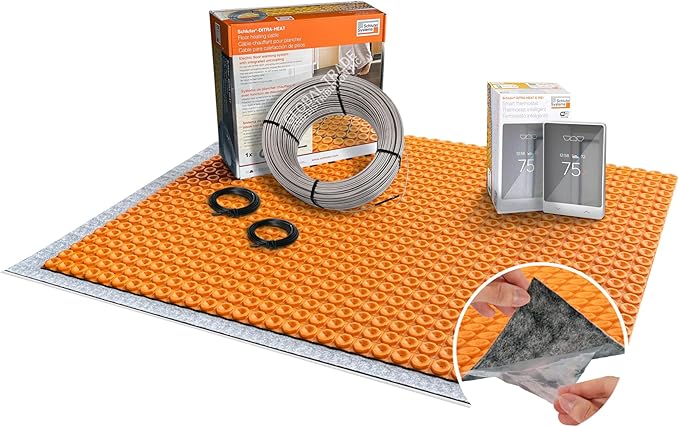 All-in-one Electric Radiant Floor Heating Kit 113 Sq Ft 120V with Smart WiFi Programmable Touchscreen Thermostat, Duo Peel and Stick Heating Uncoupling Membrane, Underfloor Heating Cable