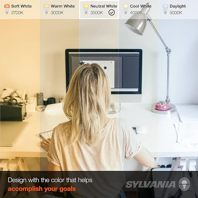 SYLVANIA LED Light Bulb, 60W Equivalent A19, Efficient 8.5W, Medium Base, Frosted Finish, 800 Lumens, Bright White - 4 count (Pack of 1) (79704)