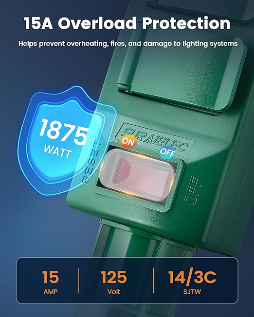 SURAIELEC Outdoor Smart Plug, WiFi Power Stake Light Timer with 6 Outlet, 6FT Extension Cord, Electrical Weatherproof for Patio Lights, Christmas Decorations, Compatible with Alexa/Google Assistant