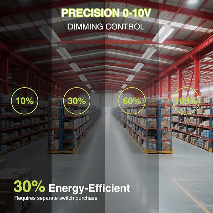 LED Linear High Bay Shop Light With Motion Sensor 300W, Larger Central Lighting Area, 45000LM, 100-277V, 0-10V, 5000K, Commercial Linear High Bay Led Shop Lights for Warehouse Industrial Garage , UL