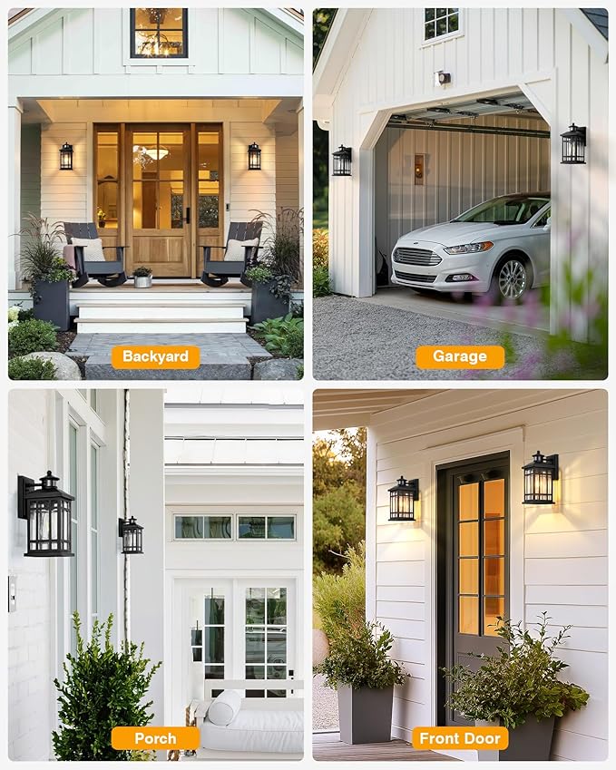 Motion Sensor Outdoor Wall Light, Adjustable Sensing Range Outside Lights for House, Black Dawn to Dusk Sconce Lights for Patio, Anti-Rust Waterproof Porch Lantern Wall Mount with Bubble Glass