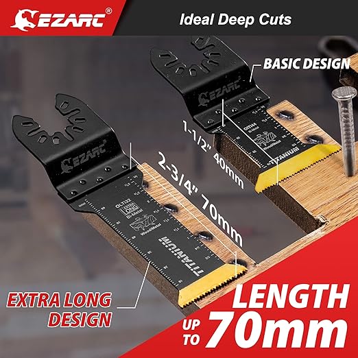 EZARC Titanium Oscillating Saw Blades Kit 4 PCS, Plunge Cutting Multitool Blades for Metal Wood Nails Screws, Flush Cut Universal Quick Release Multi Tool Blades Kits, Tool Blades Fit Multiple Models
