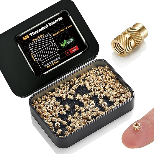 Kadrick 200Pcs M3 Threaded Inserts for 3D Printing Components,M3*3 Metric Brass Knurled Nuts, Insert by Heat into Plastic Parts