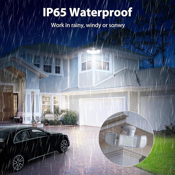 iMaihom 150W Motion Sensor Outdoor Lights, 15000LM LED Security Lights Motion Sensor Light Outdoor, 3 Adjustable Heads LED Flood Light, Group Remote Control, 3 Mode IP65 Floodlight for Yard(White)