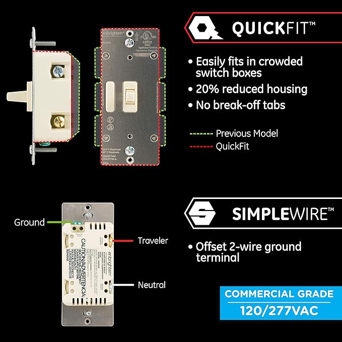 Enbrighten Almond Add-On Switch, QuickFit & SimpleWire, Z-Wave/Zigbee, Not A Stand Alone Switch, 24 Pack, 85097