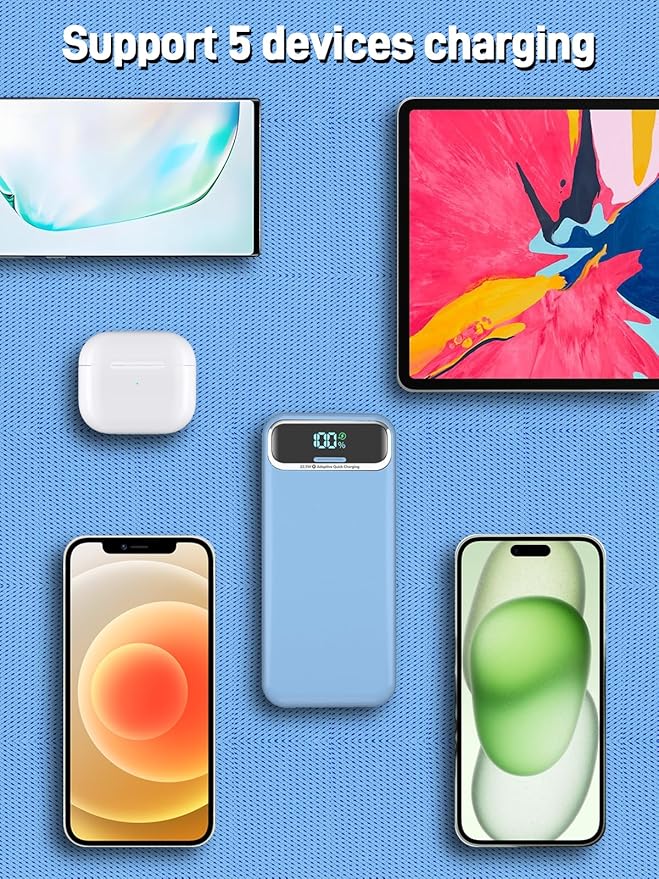 Portable Charger Power Bank with Built in Cables and AC Wall Plug,PD20W&SCP22.5W USB-C Super Fast Charging,20000mAh Travel Phone Charging,LED Display Battery Pack Compatible All iPhone Samsung etc