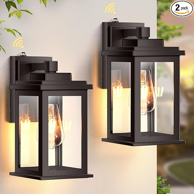 VIANIS Bronze Dusk to Dawn Outdoor Lighting, 2 Pack Outdoor Lights for House, Waterproof Porch Lights, Exterior Lighting Fixtures with Tempered Glass, for House,Garden, Garage,Hardwired, Non-Solar