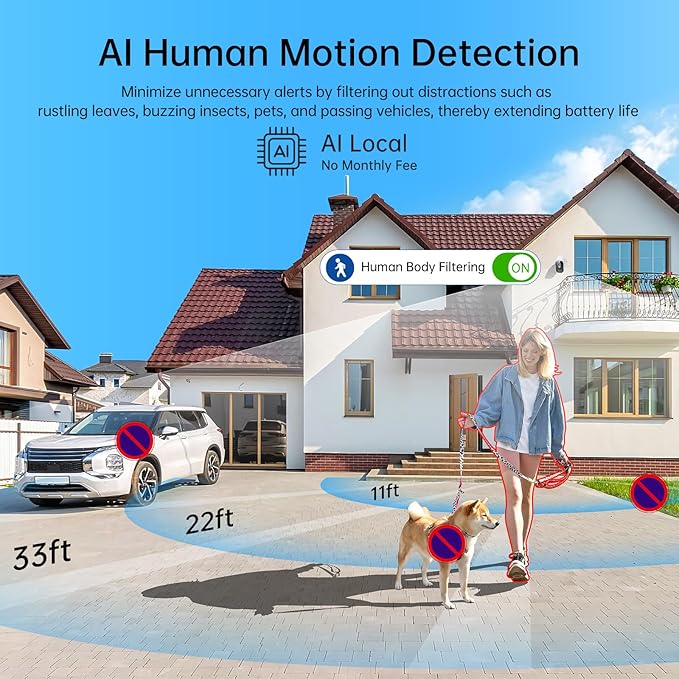 Security Cameras Wireless Outdoor 2K: Battery Powered WiFi Camera with AI Motion Detection for Home - Color Night Vision Spotlight Siren Alarm 2-Way Talk IP65 Waterproof Cloud TF Storage 2-Pack