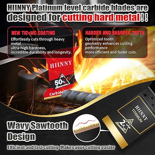 16PCS Titanium and Carbide Oscillating Tool Blades, Heary Duty for Hard Material,Professional Universal Oscillating Saw Blades Multitool Blades Kits for Metal Wood Dewalt Milwaukee Ryobi Fein