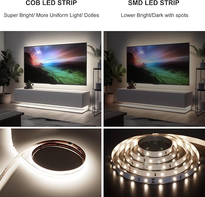 COB LED Strip Light with Remote, Dimmable 32.8FT/10M Flexible High Density LED Light,4000K Natural White 3200LEDs Super Bright LED Light Strip CRI 90+ for Bedroom,Kitchen,DIY Home Decoration