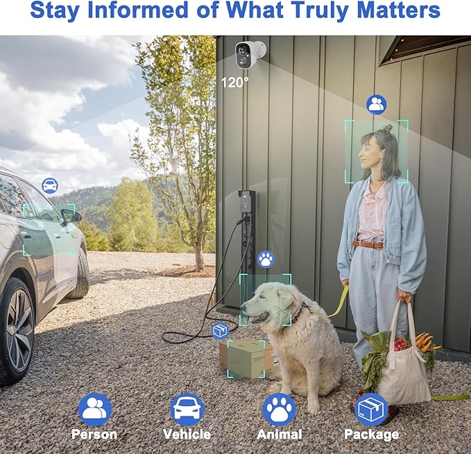 Security Cameras Wireless Outdoor, 2K Battery Powered WiFi Cameras for Home Security with AI Motion Detection, Color Night Vision, Spotlight, Siren, Waterproof, SD/Cloud Storage