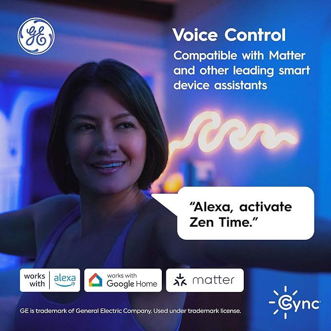 GE Cync A19 LED Smart Light Bulbs, Room Decor Aesthetic Bluetooth and WiFi Color Changing Lights, LED Indoor Light Bulb, Compatible with Alexa and Google (2 Pack)