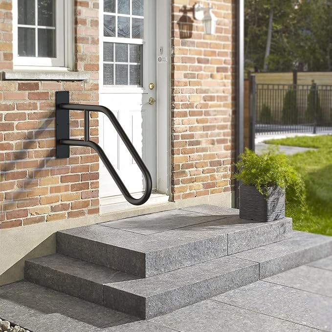 Handrails for Outdoor Steps,Stair Railing Indoor1-3 Step,Porch Railing & Deck Hand Rail Wall MountStair Hand Grab Bars,U-Shaped Safety Handrailsfor Kids, Elderly, Pregnant Women, Disabled