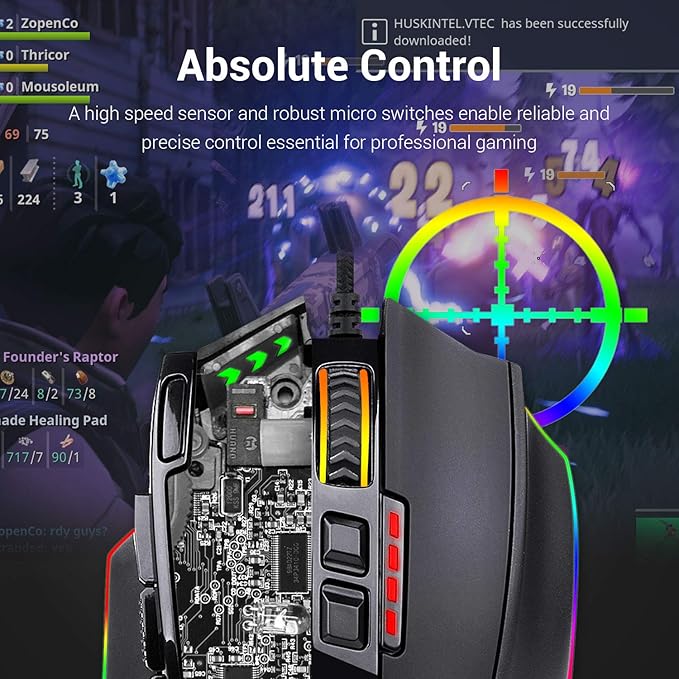 Redragon M801 Gaming Mouse, RGB PC Gaming Mouse MMO with 9 Programmable Buttons Macro Recording, 16000 DPI, Fire Button for Gaming Windows Computer - Wired, Black