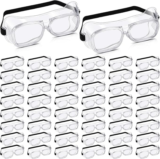 50 Pairs Safety Goggles Anti-fog Protective Safety Glasses Anti Scratch Eye Protection Clear Lens Onion Goggles Anti Dust Glasses Lightweight Eyewear for Science Lab Chemistry Construction