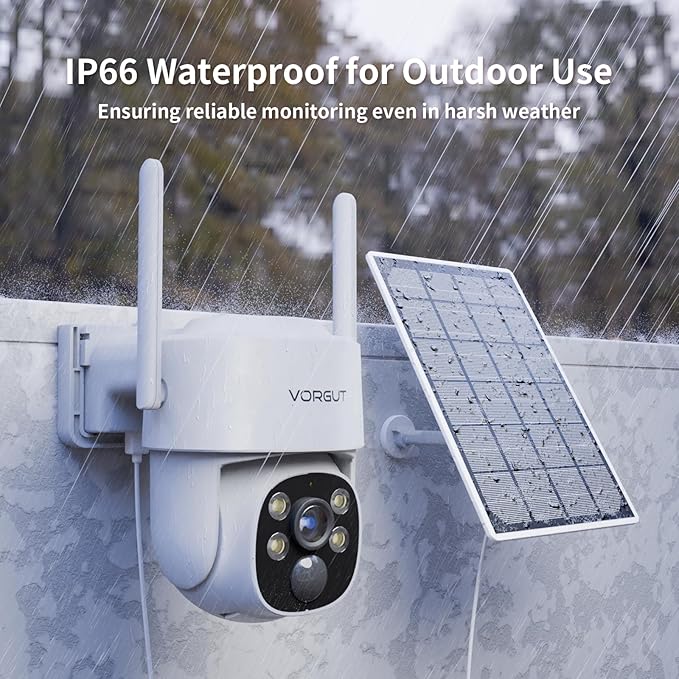 Solar Security Camera System, 10" LCD Monitor 10CH WLAN NVR with 500GB HDD, 4X 4MP PTZ WiFi Battery Powered Surveillance Camera,Outdoor Solar Wireless CCTV Kits,PIR Human Detection/2-Way Talk