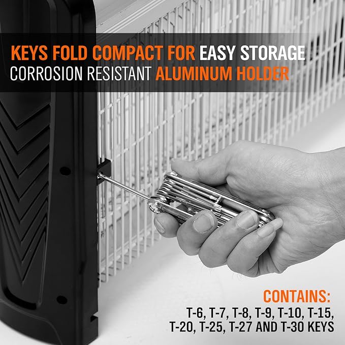 HORUSDY Tamper Proof Star Key Set (Folding) Security Torx Key Set Sizes Include T-6 to T-30