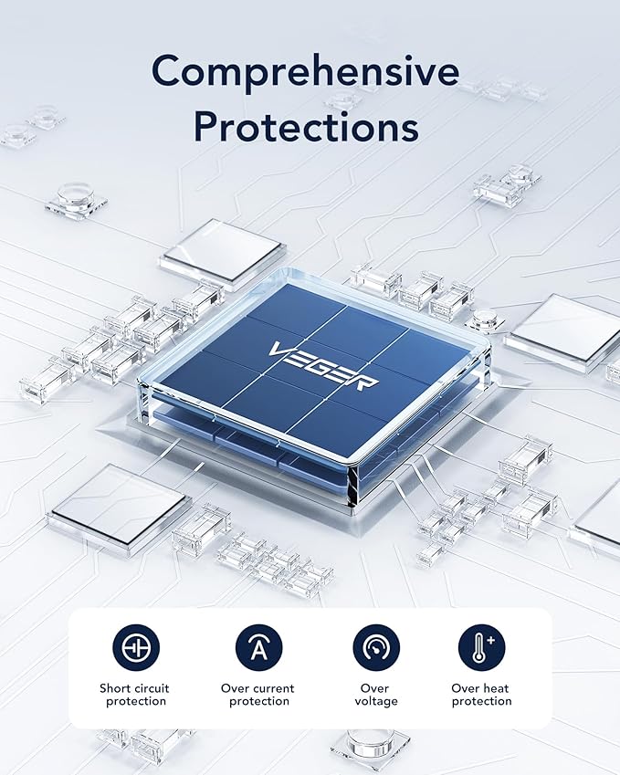 VEGER Portable Charger for iPhone with Built in Cables and Wall Plug, 10000mah Slim Fast Charging USB C Power Bank, Travel Essential Battery Pack Compatible with iPhone, iPad, Samsung etc(Navy)