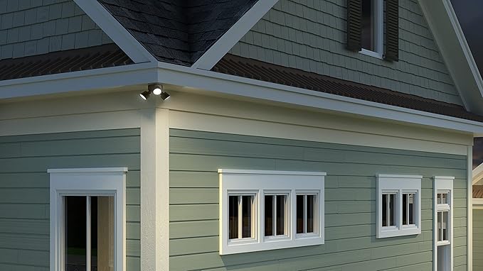 Lithonia Lighting HomeGuard 3-Light LED Outdoor Flood Lights, Outdoor LED Lights, Dusk to Dawn Sensor, Adjustable Lumens, Selectable Color, Round Heads, White (HGX LED 3RH ALO SWW2 120 PE WH M2)