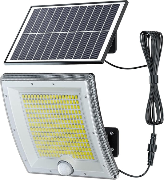 JACKYLED Solar Lights Outdoor Waterproof 80% Brighter Light, Motion Sensor Security Light with 16.4ft Cord, Dusk to Dawn Solar Powered Flood Lights for Patio, Yard, Garage, 1-Pack