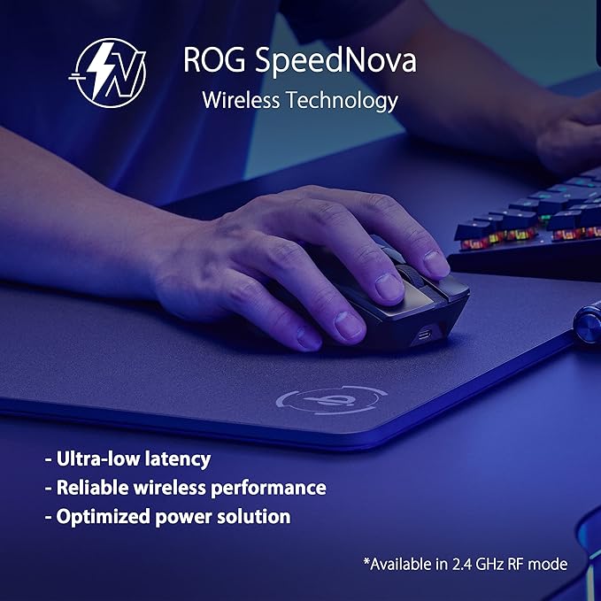 ASUS ROG Gladius III Wireless AimPoint Gaming Mouse, Connectivity (2.4GHz RF & ROG Sheath Black Mouse Pad | Extra-Large Gaming Surface Mouse Pad | Pixel Precise Tracking | Anti-Fray