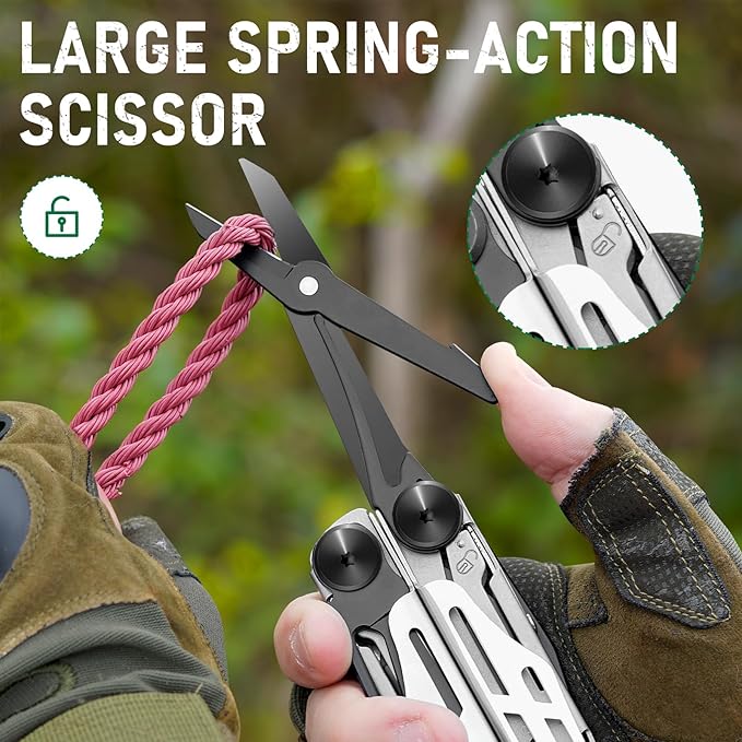 BIBURY Multitool Pliers Pro BI2045, Foldable Multitools with Replaceable Wire Cutters and Saw, Stainless Steel Multi Tool w/Upgraded Scissors and Screwdriver Set, Ideal for Camping, Hiking, Survival