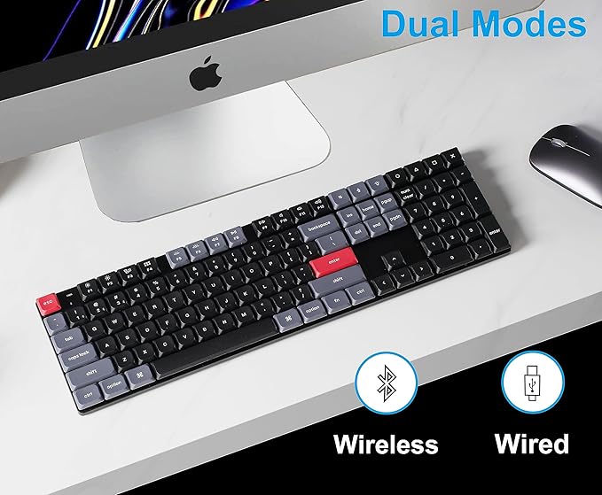 Keychron K5 Pro Wireless QMK/VIA Custom Mechanical Keyboard, 100% Full Size Layout 108 Key Programmable, Ultra-Slim RGB Backlit Low Profile Gateron Brown Switch Bluetooth/Wired for Mac Windows Linux