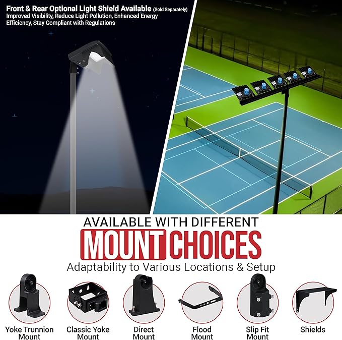 RuggedGrade 277-480V - 150 Watt NextGen IV Series LED Parking Lot Light - 22,500 Lumen - Color Selectable 30K/40K/50K - Slip Fit Mount - Black