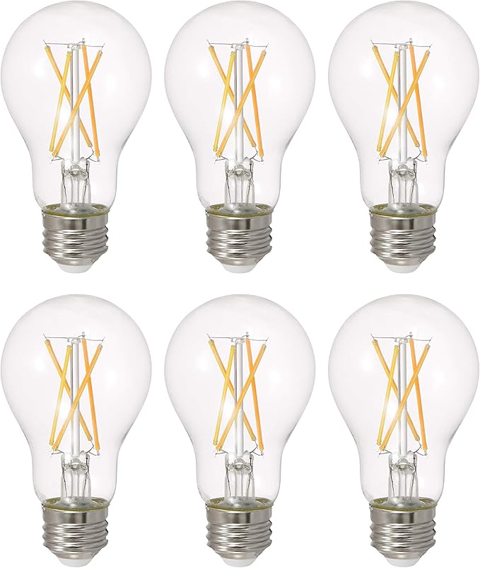 LEDVANCE Sylvania LED TruWave Natural Series A19 Light Bulb, 100W Equivalent, Efficient 15W, 1600 Lumens, Medium Base, Dimmable, Clear, 2700K, Soft White (42307) 6 Count (Pack of 1)