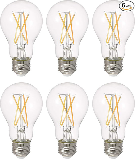 SYLVANIA LED TruWave Natural Series A19 Light Bulb, 75W Equivalent, Efficient 11W, 1100 Lumens, Dimmable, Clear, 2700K, Soft White - (Pack of 6) (40807)