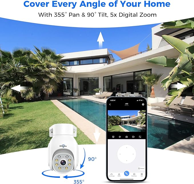 Hiseeu Wireless Security Camera System, 4 Cam- Kit 5MP Outdoor Security Camera with with 10in LCD 1T HDD,[Plug in & Play] 2.4G/5Ghz,2-Way Audio,Color Night Vision, IP66 Waterproof, No Montly Fees