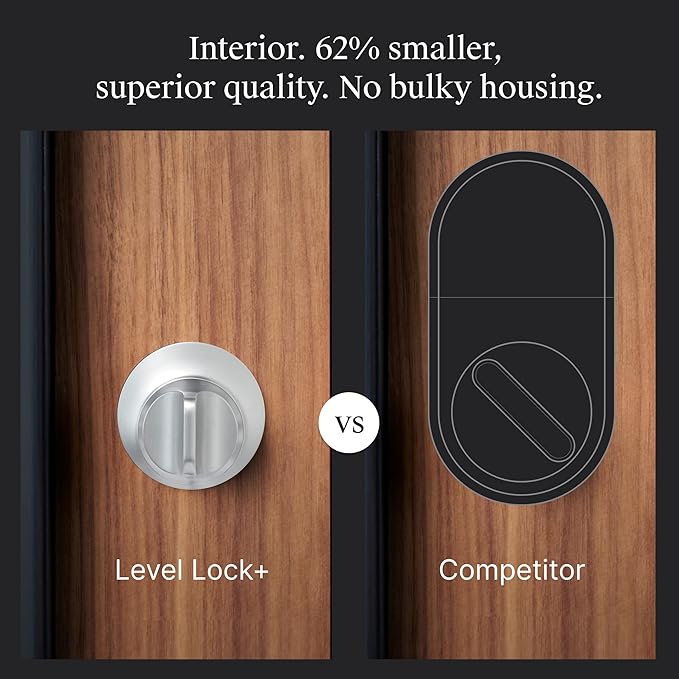 Level Lock+ (Wi-Fi) Smart Lock - World's Smallest Smart Lock Plus Apple Home Keys - Lock/Unlock from Anywhere - Level App for iOS & Android - Works with Apple Home, Alexa, Google Home (Satin Chrome)