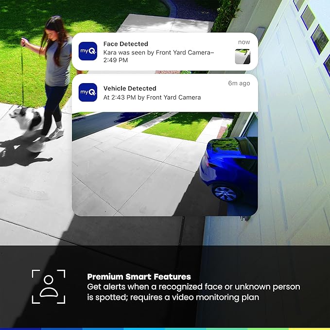 CHAMBERLAIN myQ Outdoor Battery Camera | 2K Camera, Color Night Vision, Spotlight, Motion Alerts, Live View with Two-Way Talk, Wireless, Weather-Resistant, Outdoor, White