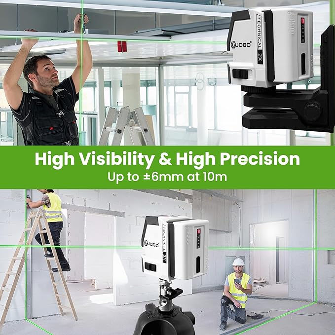 Self Leveling Laser Level, 98Ft Green Cross Line Lazer Leveler Tool for Picture Hanging Construction Floor Tile Wall, Rotary Nivel Laser with Magnetic Base Rechargeable Battery Carrying Case