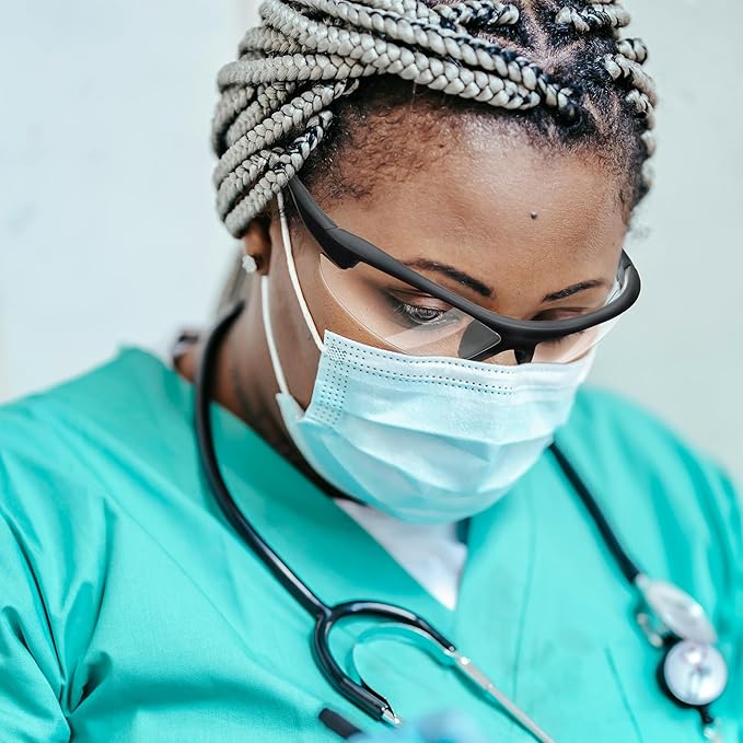 Clear Safety Glasses for Men and Women,Scratch Resistant Safety Goggles,ANSI Z87,100% UV Protection Eyewear,Anti-Fog Eye Protection for Workshop Shooting,Mowing,Sports,Hunting(Red Clear)