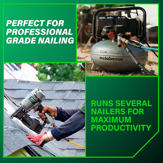 Metabo HPT Air Compressor, THE TANK, Portable Pancake Air Compressor 200 PSI, 6 Gallon Tank, Versatile for Use with Framing, Siding, Finish, Brad or Roofing Nailers, EC914S