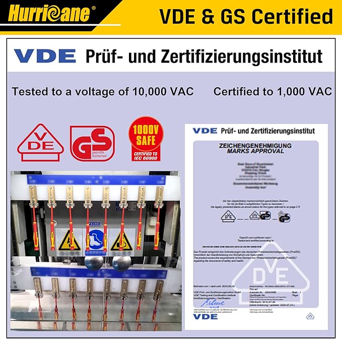 HURRICANE 1000V Precision Insulated Screwdriver Set, 6 Piece Insulated Electrician Screwdriver Set with Magnetic Tips for Electrical Repairs. Slotted(1.8mm, 2.0mm, 2.5mm, 3.0mm), Phillips(PH00, PH0)
