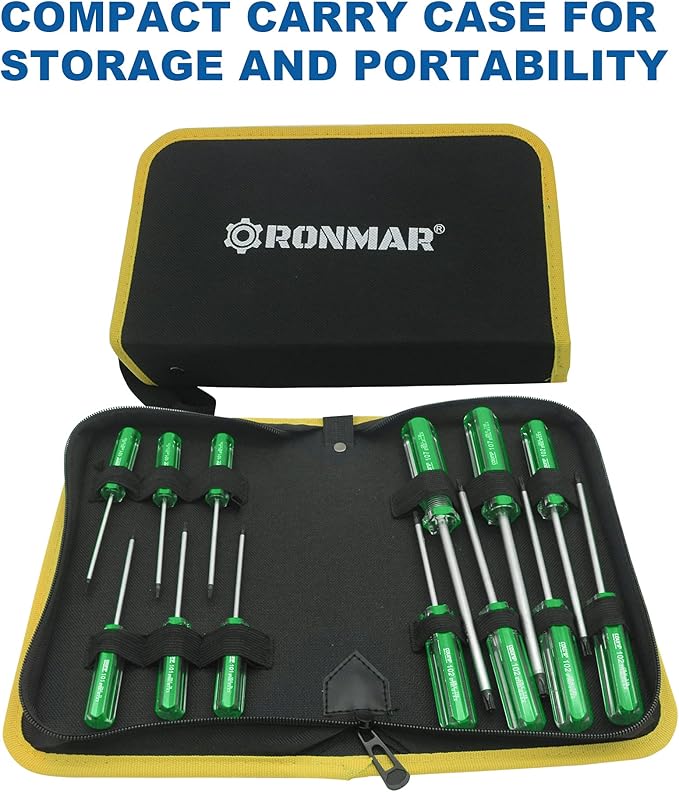 13-Piece Magnetic Torx Screwdrivers Set, Security Tamper Proof, T4、T5、T6、T7、T8、T9、T10、T15、T20、T25、T27、T30、T40 (green)